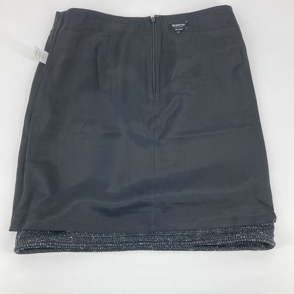 Worth Womens Black White Tweed Panel A-Line Skirt Size 8 - Picture 13 of 16
